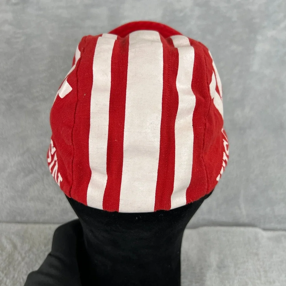 Vtg AOP Wisconsin Badgers Cycling Cap Red Bucky Badger NCAA Bike Hat Retro